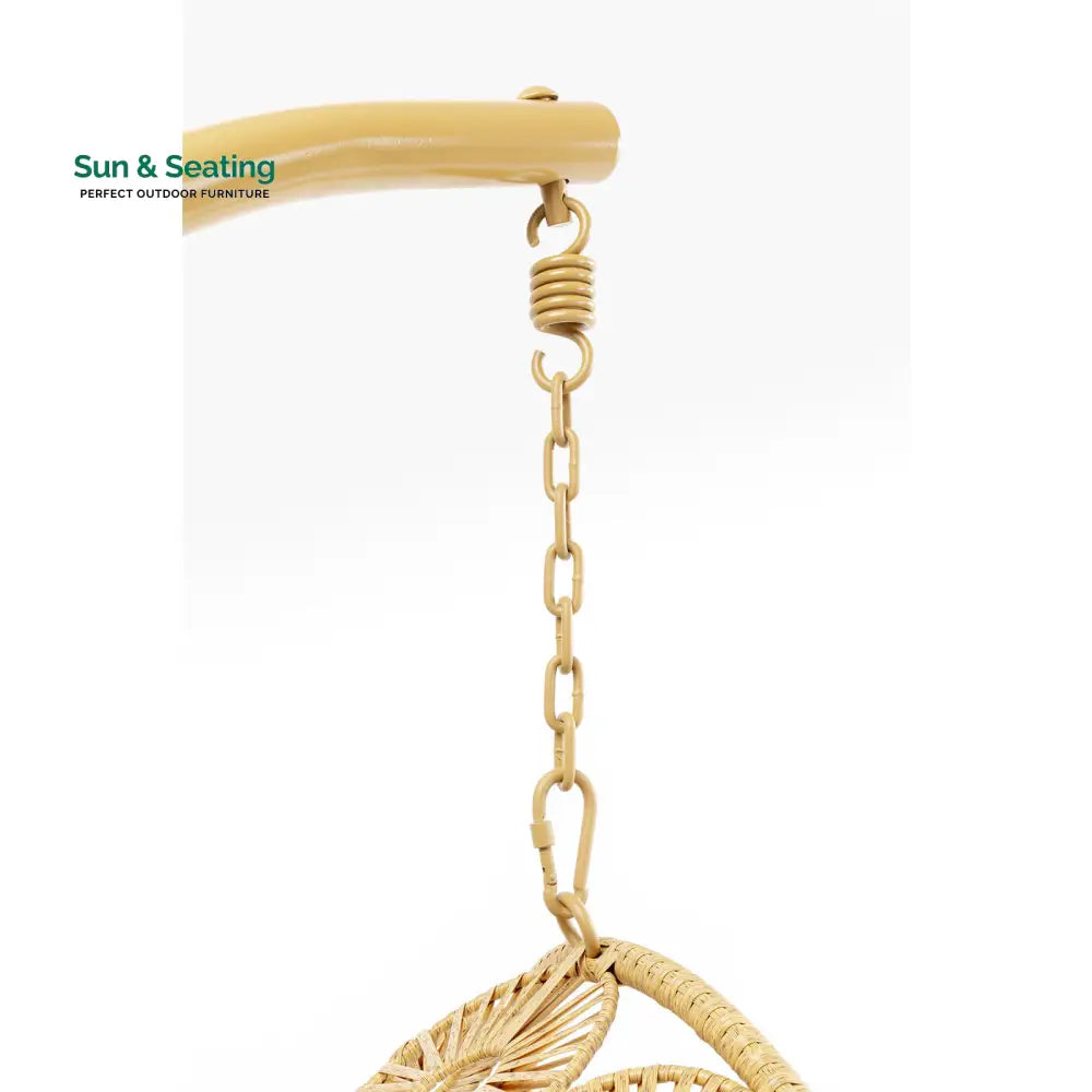 Ajax Single Seater Hanging Swing With Stand For Balcony Garden (Khaki) Swings