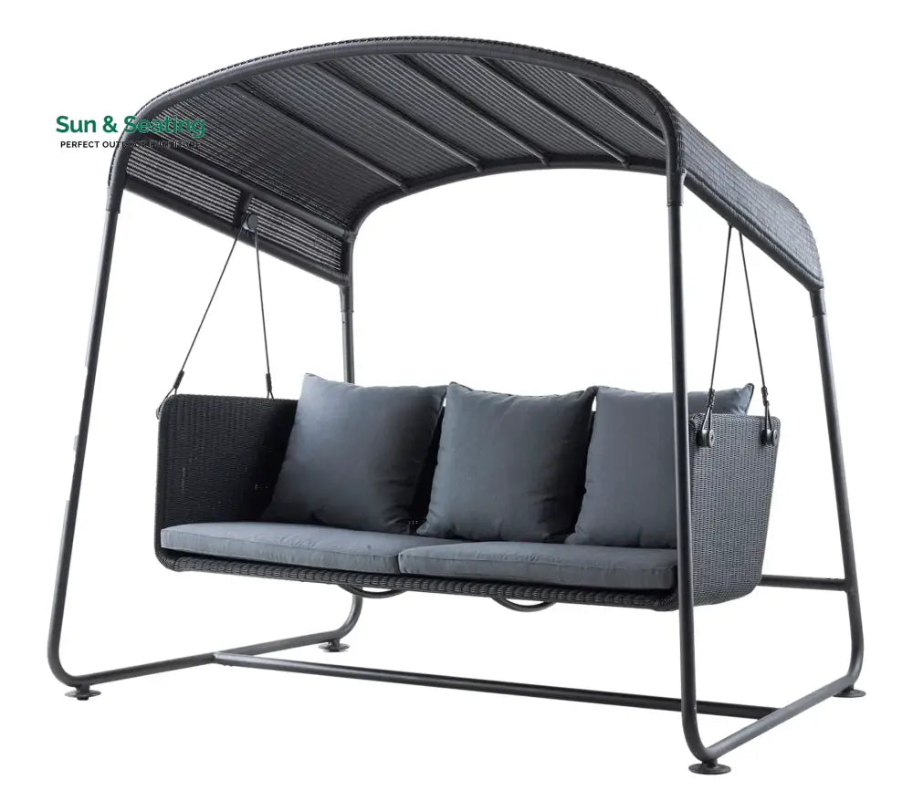 Akay Three Seater Hanging Swing With Stand For Balcony Garden Swing (Black) Swings