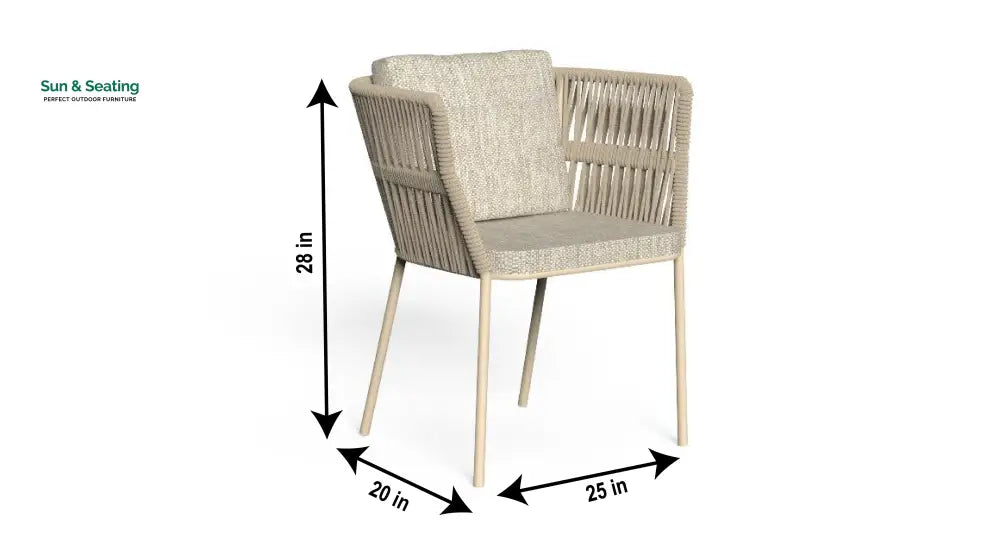 Akin Outdoor Patio Seating Set 4 Chairs and 1 Table Set (Cream) Braided &amp; Rope Coffee Table Sets