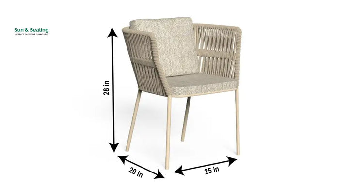Akin Outdoor Patio Seating Set 4 Chairs and 1 Table Set (Cream) Braided &amp; Rope Coffee Table Sets