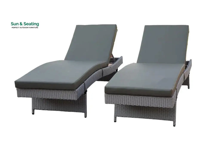 Akira All-Weather HDPE Wicker Outdoor Chaise Lounge Chair Set of 2 Lounger Set