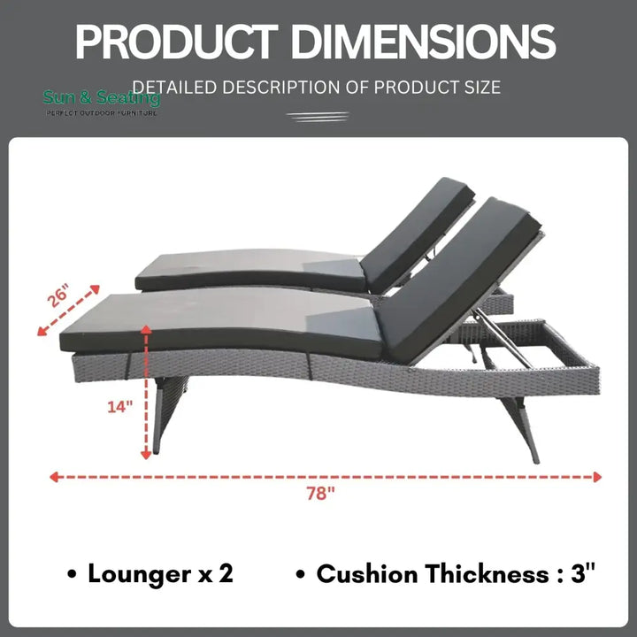 Akira All-Weather HDPE Wicker Outdoor Chaise Lounge Chair Set of 2 Lounger Set