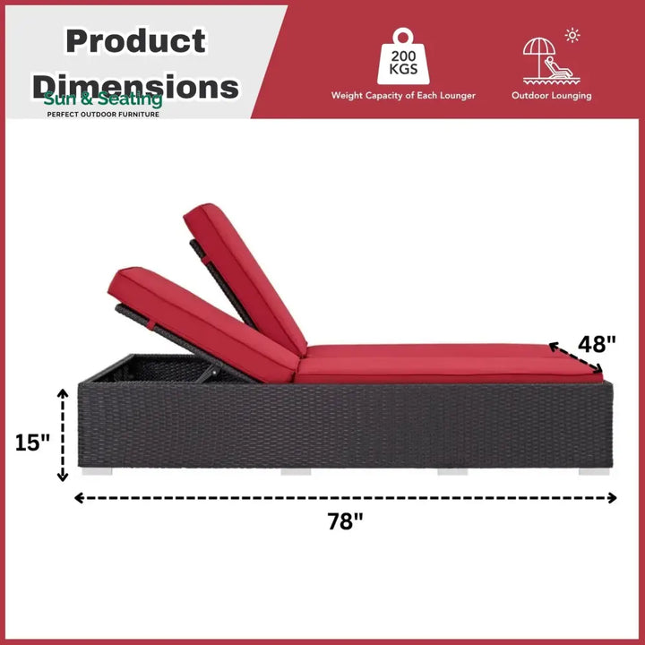 Akshara Outdoor All-Weather Rattan Wicker Chaise Lounge Chair Set of 2 Lounger Set