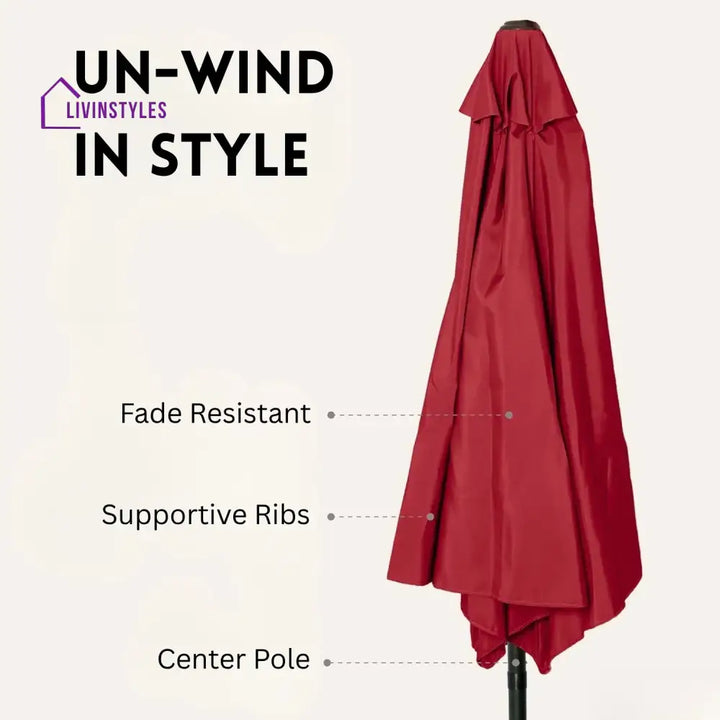 Akua 9ft Red Color Outdoor Patio Umbrella with Centre Pole Patio Umbrella