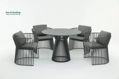 Alba Outdoor Patio Dining Set 4 Chairs and 1 Table (Grey) Dining sets