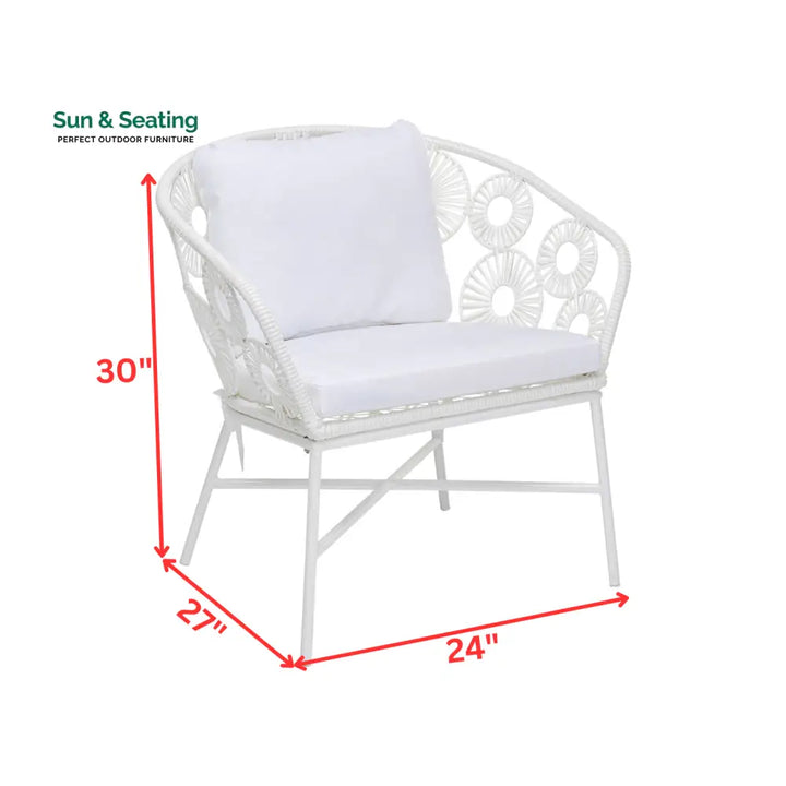 Alban Outdoor Garden Balcony Single Seater Sofa (White) Sofa Sets