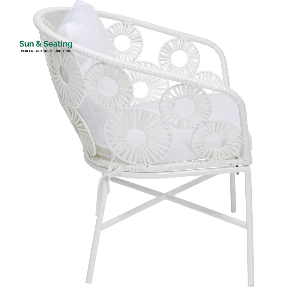 Alban Outdoor Garden Balcony Single Seater Sofa (White) Sofa Sets