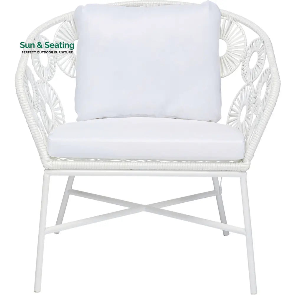 Alban Outdoor Garden Balcony Single Seater Sofa (White) Sofa Sets