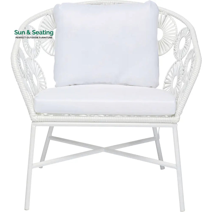 Alban Outdoor Garden Balcony Single Seater Sofa (White) Sofa Sets