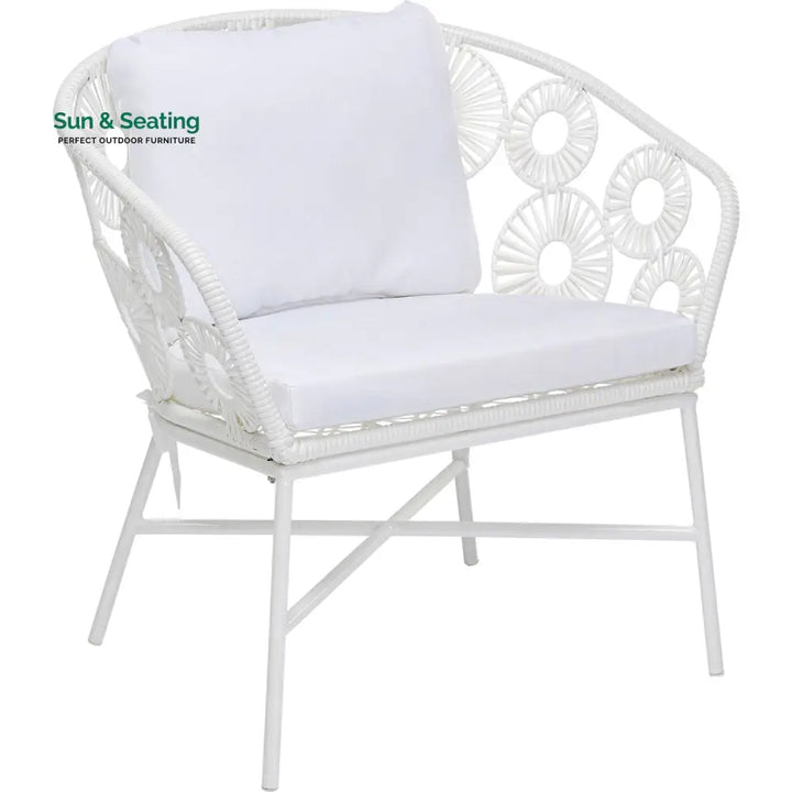 Alban Outdoor Garden Balcony Single Seater Sofa (White) Sofa Sets