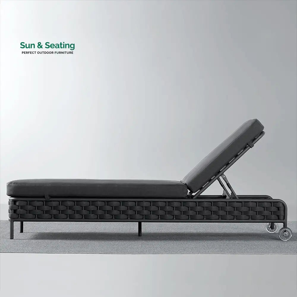 Alda Outdoor Swimming Poolside Lounger (Dark Grey) Braided &amp; Rope Dark Grey Loungers