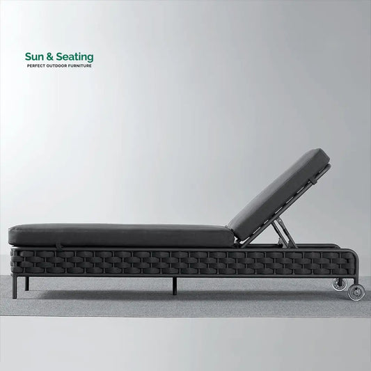 Alda Outdoor Swimming Poolside Lounger (Dark Grey) Braided & Rope Dark Grey Loungers
