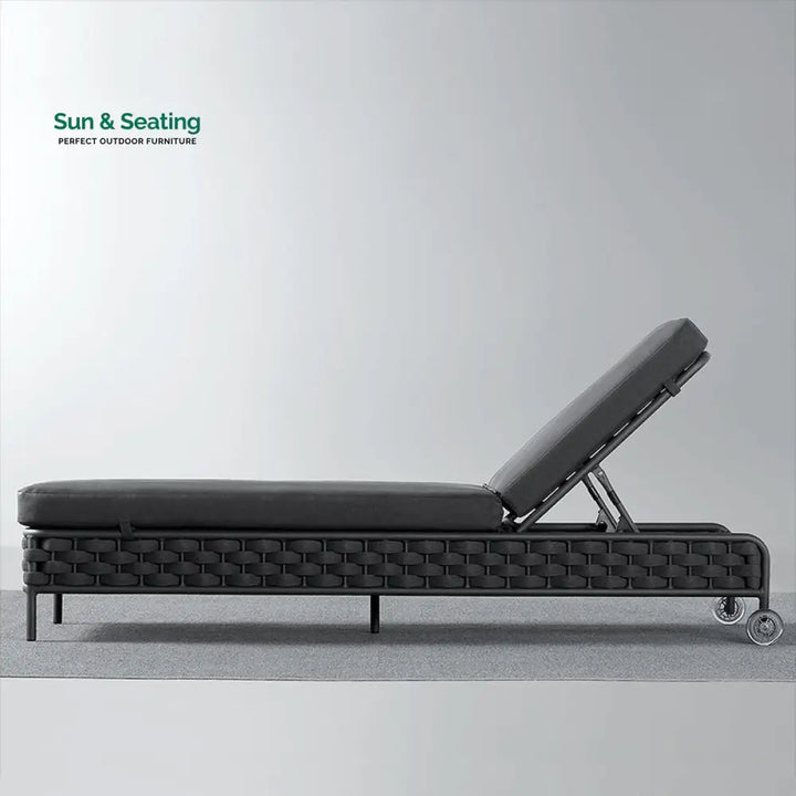 Alda Outdoor Swimming Poolside Lounger (Dark Grey) Braided &amp; Rope Dark Grey Loungers