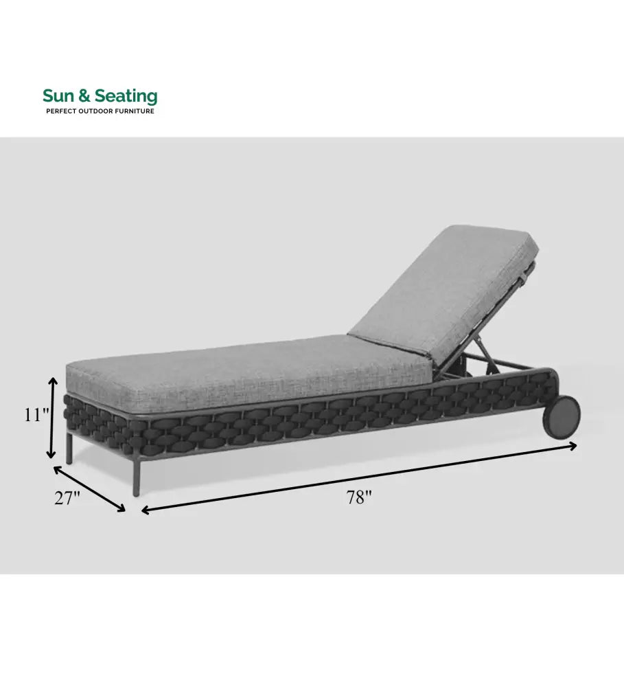 Alda Outdoor Swimming Poolside Lounger (Dark Grey) Braided &amp; Rope Loungers