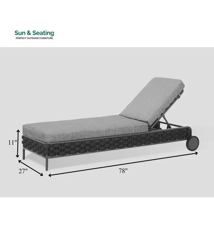 Alda Outdoor Swimming Poolside Lounger (Dark Grey) Braided &amp; Rope Loungers