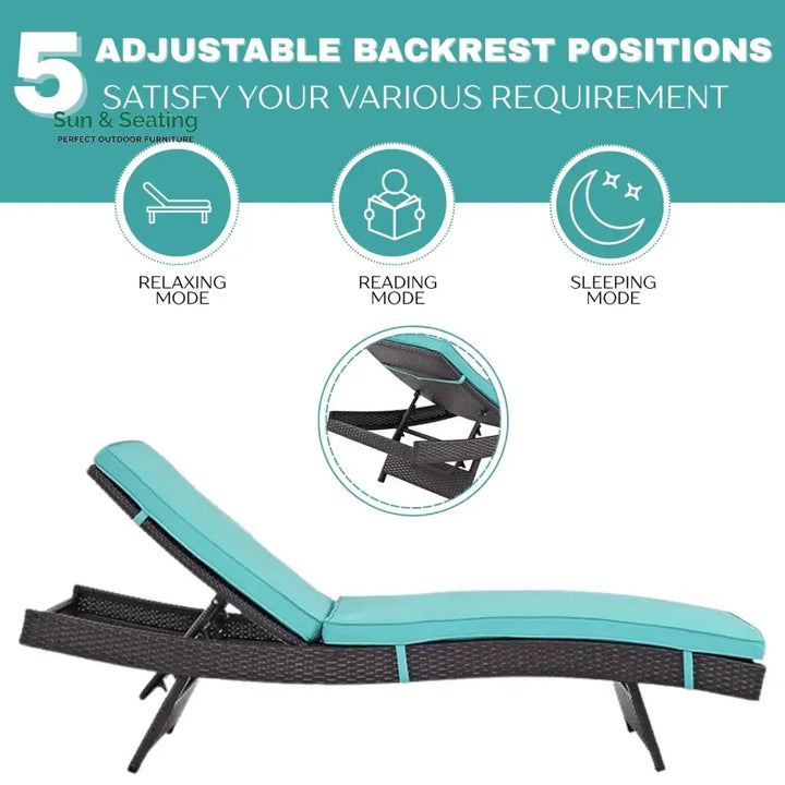 Aleida Outdoor Rattan Wicker Chaise Lounger For Poolside Lounger Set