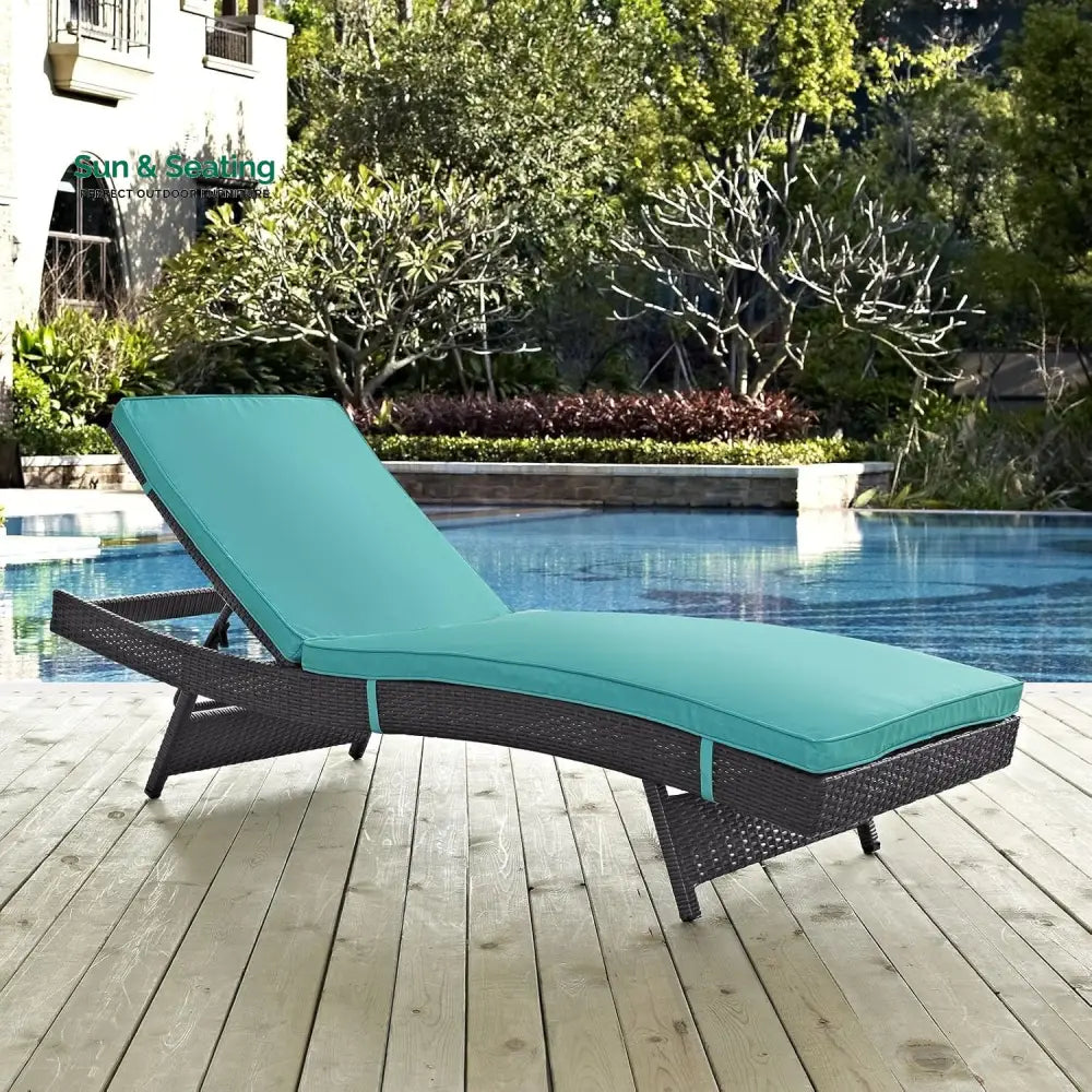 Aleida Outdoor Rattan Wicker Chaise Lounger For Poolside Lounger Set