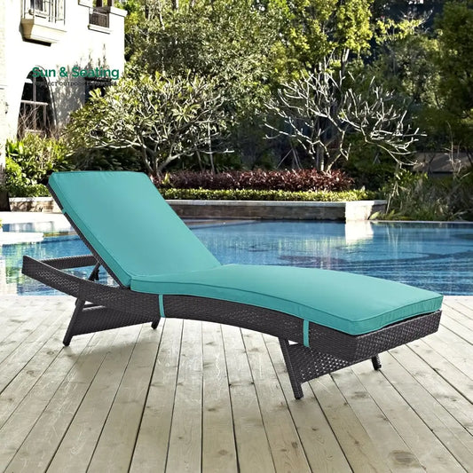 Aleida Outdoor Rattan Wicker Chaise Lounger For Poolside Lounger Set