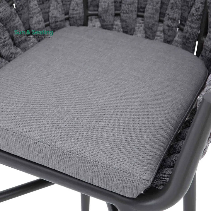 Alev Outdoor Patio Bar Chair 2 Chairs For Balcony Braided &amp; Rope (Grey) Bar Sets