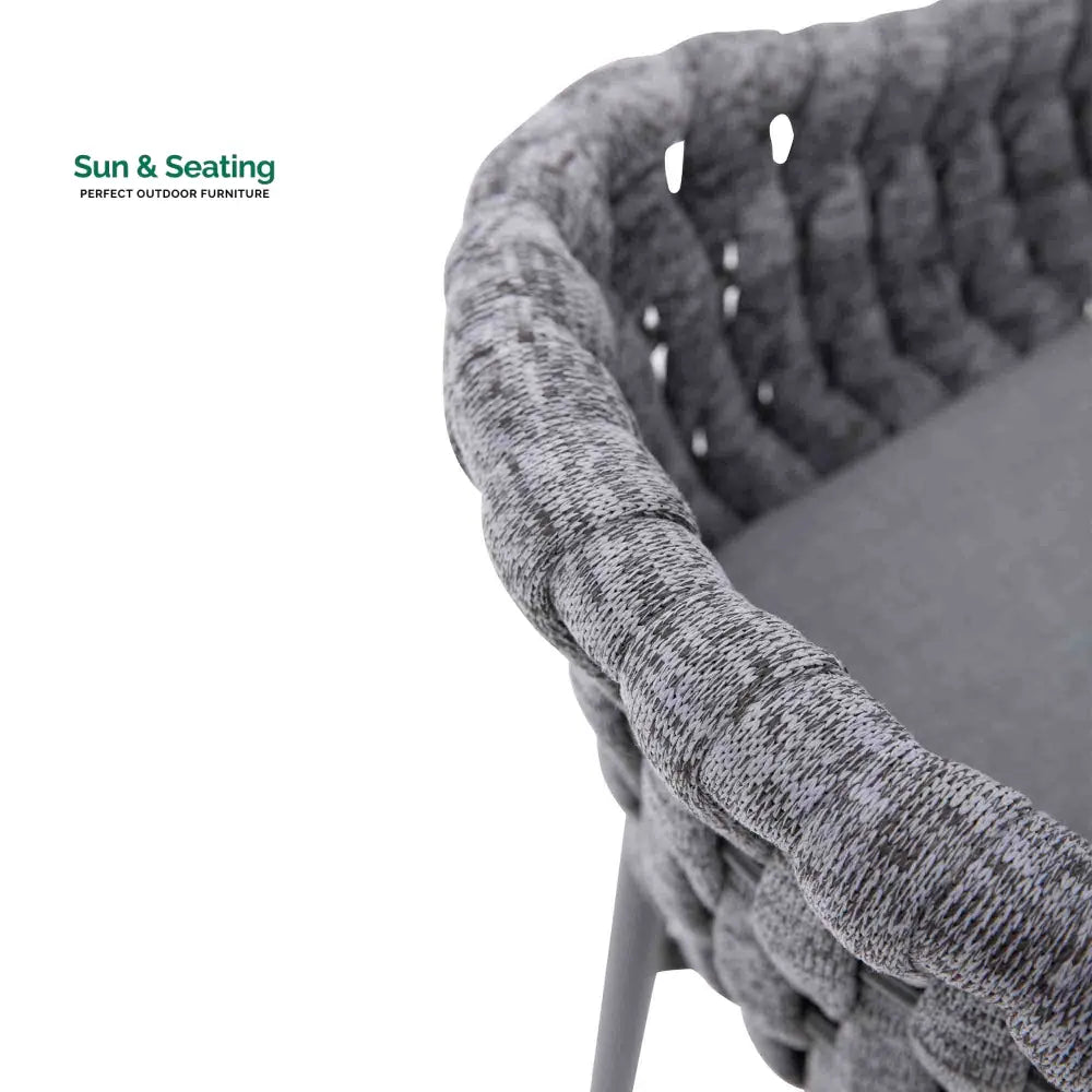 Alev Outdoor Patio Bar Chair 2 Chairs For Balcony Braided &amp; Rope (Grey) Bar Sets
