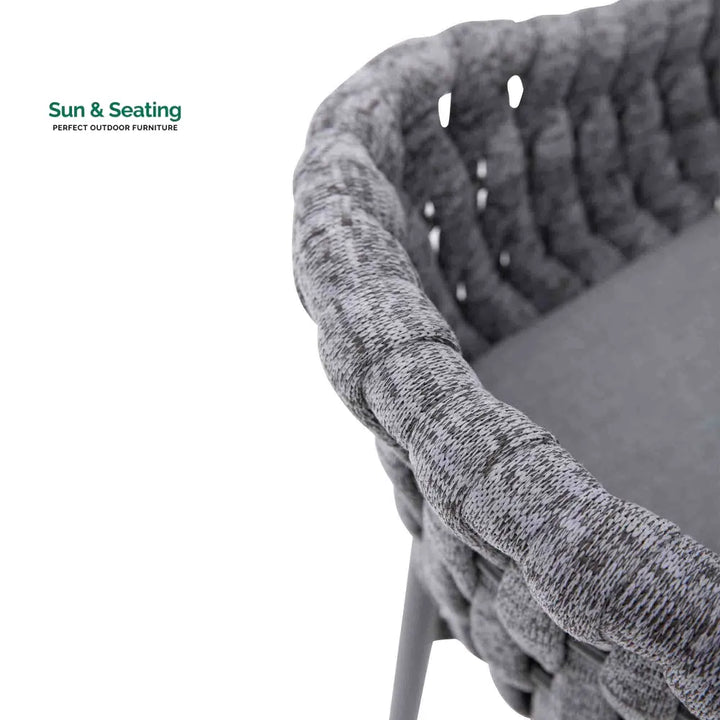 Alev Outdoor Patio Bar Chair 2 Chairs For Balcony Braided &amp; Rope (Grey) Bar Sets