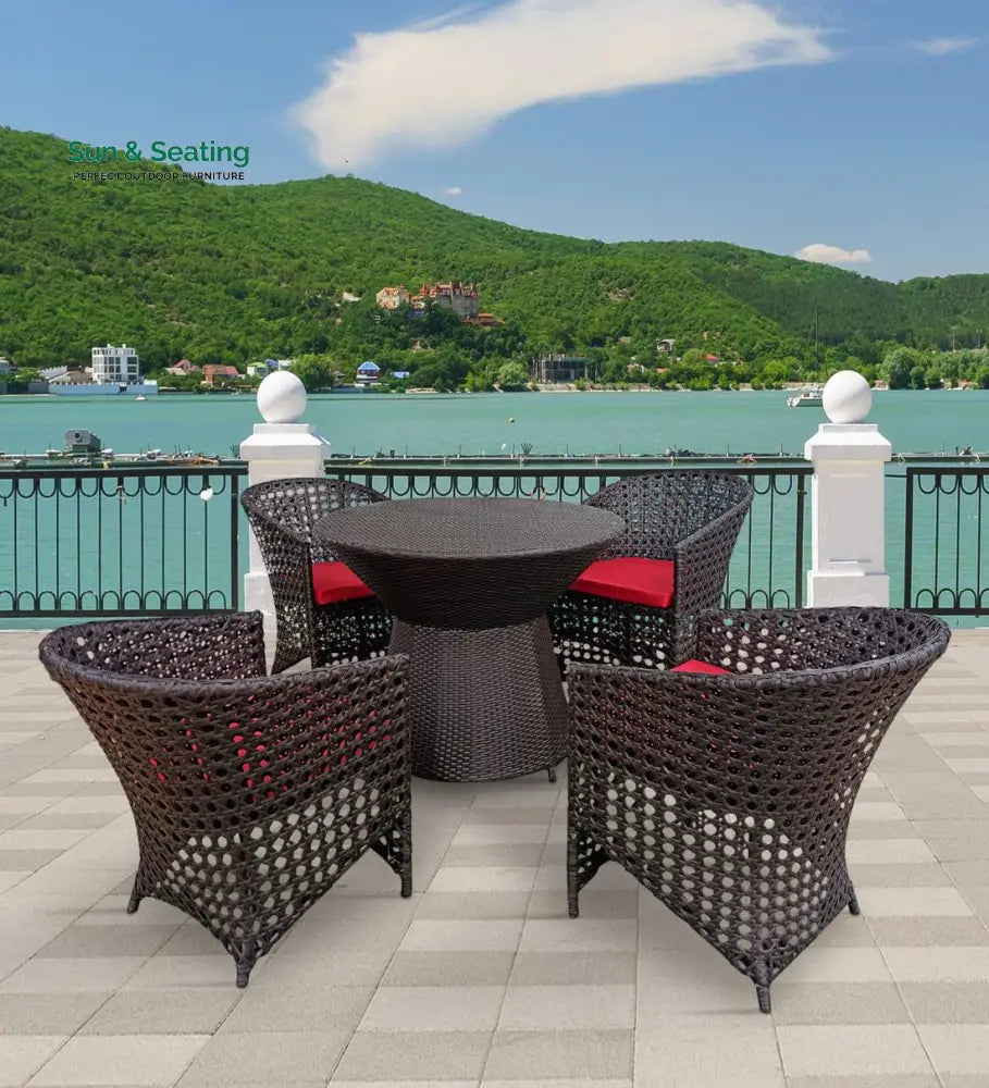 Alex Outdoor Patio Seating Set 4 Chairs and 1 Table Set (Brown) Coffee Table Sets