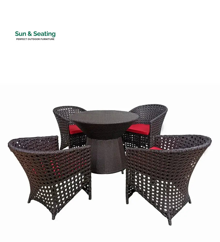 Alex Outdoor Patio Seating Set 4 Chairs and 1 Table Set (Brown) Coffee Table Sets