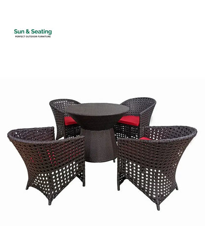 Alex Outdoor Patio Seating Set 4 Chairs and 1 Table Set (Brown) Coffee Table Sets