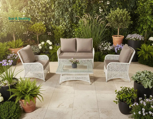 Alfonsi Outdoor Sofa Set 2 Seater 2 Single seater and 1 Center Table (Beige + Brown) Sofa Sets