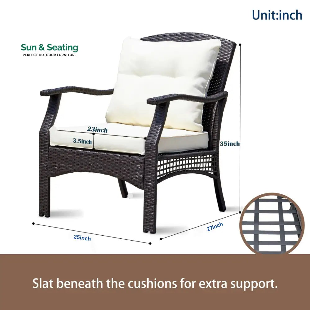 Alfonsiee Outdoor Sofa Set 2 Seater 2 Single seater and 1 Center Table (Brown + Cream) Sofa Sets