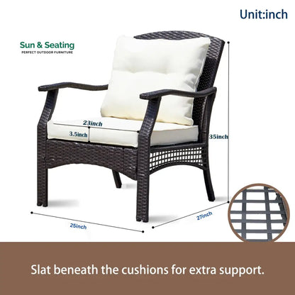 Alfonsiee Outdoor Sofa Set 2 Seater 2 Single seater and 1 Center Table (Brown + Cream) Sofa Sets