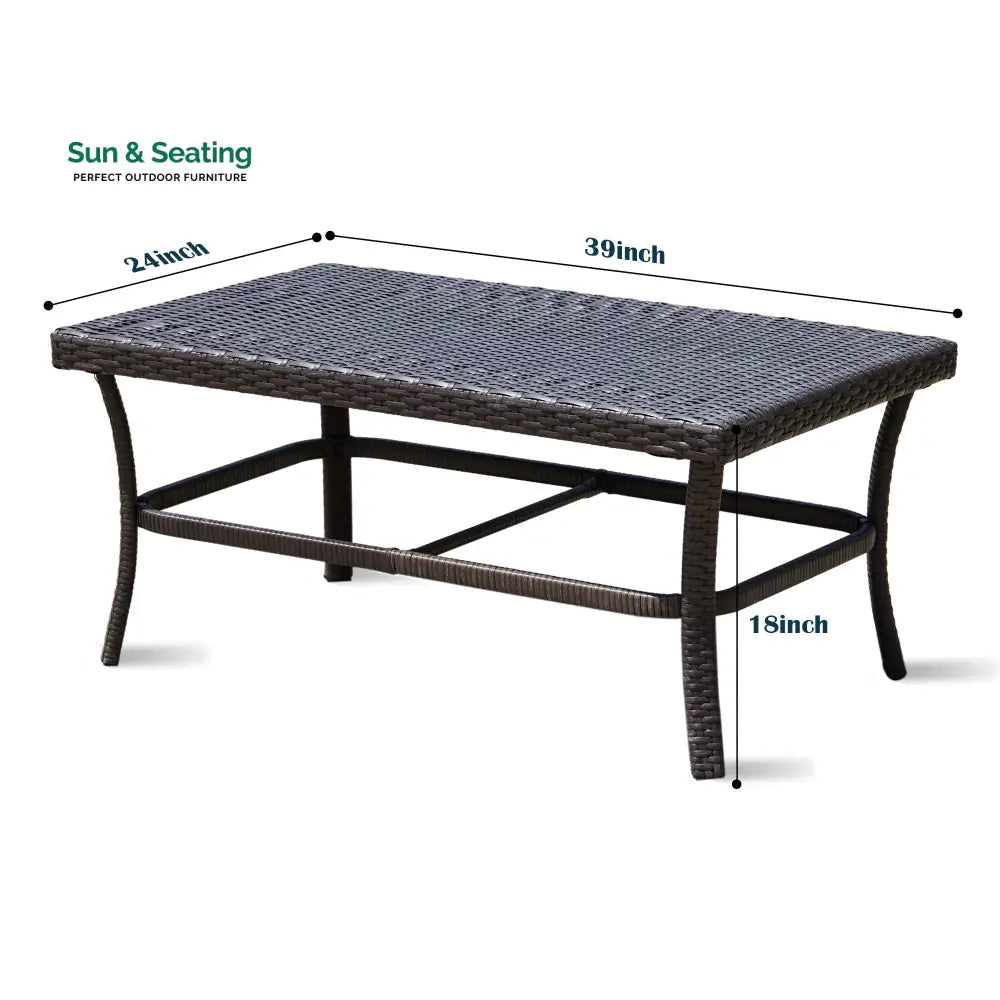 Alfonsiee Outdoor Sofa Set 2 Seater 2 Single seater and 1 Center Table (Brown + Cream) Sofa Sets