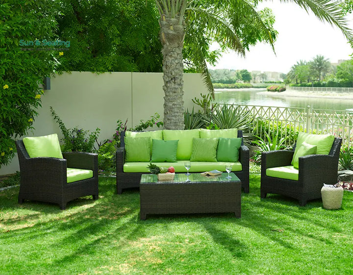 Alfonsoo Outdoor Patio Sofa Set 5 Seater and 1 Center Table (Dark brown) Sofa Sets