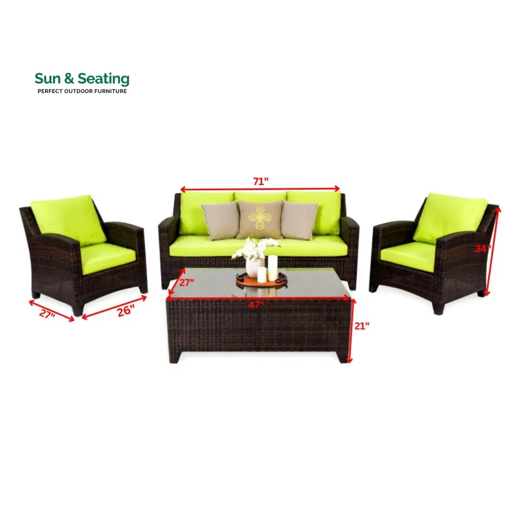 Alfonsoo Outdoor Patio Sofa Set 5 Seater and 1 Center Table (Dark brown) Sofa Sets