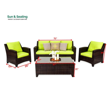 Alfonsoo Outdoor Patio Sofa Set 5 Seater and 1 Center Table (Dark brown) Sofa Sets