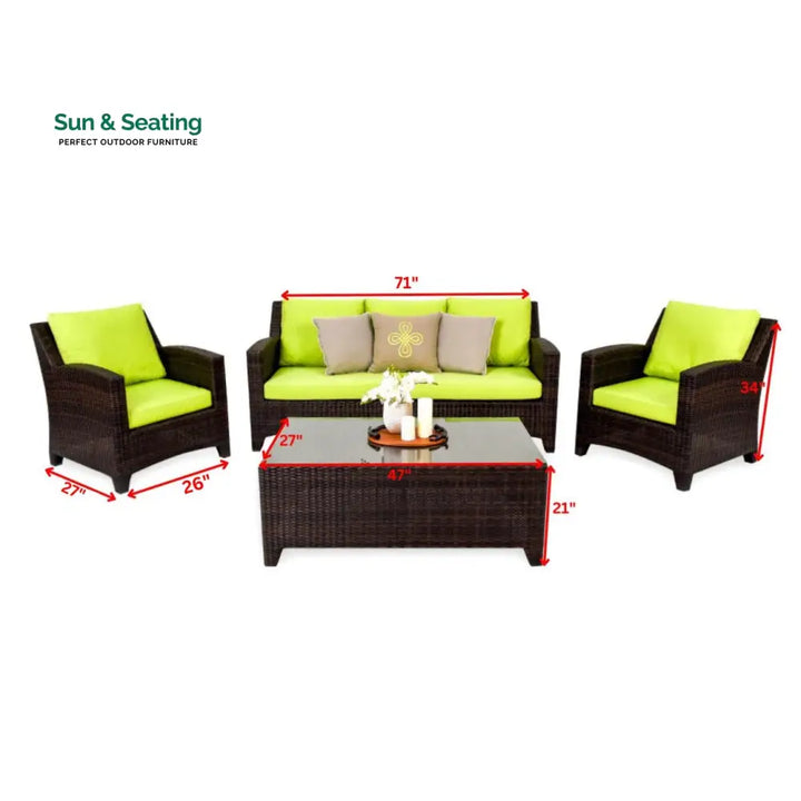 Alfonsoo Outdoor Patio Sofa Set 5 Seater and 1 Center Table (Dark brown) Sofa Sets