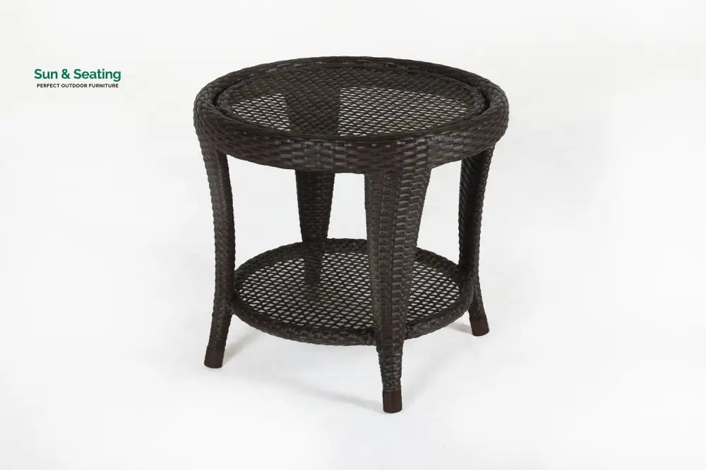 Alhad Outdoor Patio Seating Set 2 Chairs and 1 Table Set (Brown) Coffee Table Sets