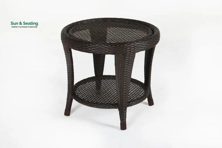 Alhad Outdoor Patio Seating Set 2 Chairs and 1 Table Set (Brown) Coffee Table Sets