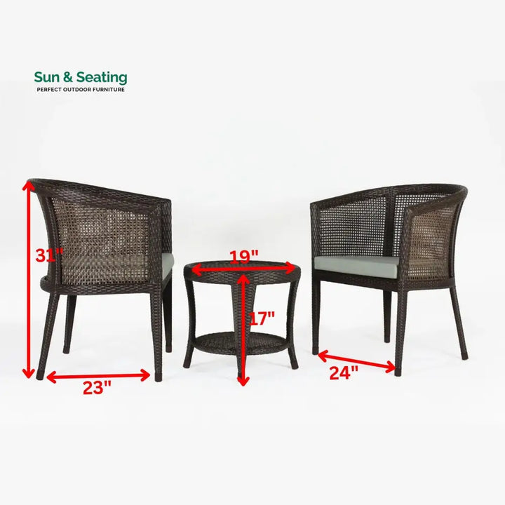 Alhad Outdoor Patio Seating Set 2 Chairs and 1 Table Set (Brown) Coffee Table Sets