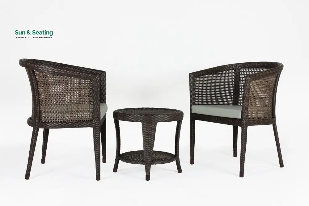 Alhad Outdoor Patio Seating Set 2 Chairs and 1 Table Set (Brown) Coffee Table Sets