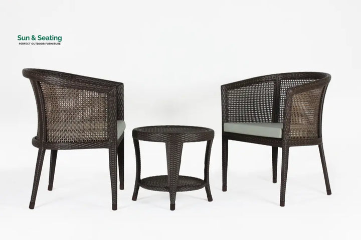 Alhad Outdoor Patio Seating Set 2 Chairs and 1 Table Set (Brown) Coffee Table Sets