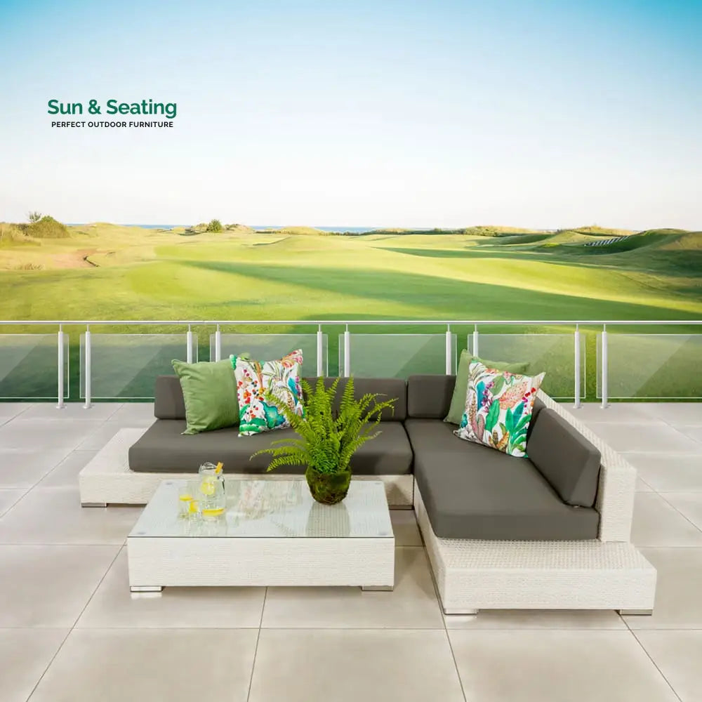 Alison Outdoor Sofa Set 2 Seater Right Sofa 2 Seater Left Sofa and 1 Center Table White + Grey Sofa Sets