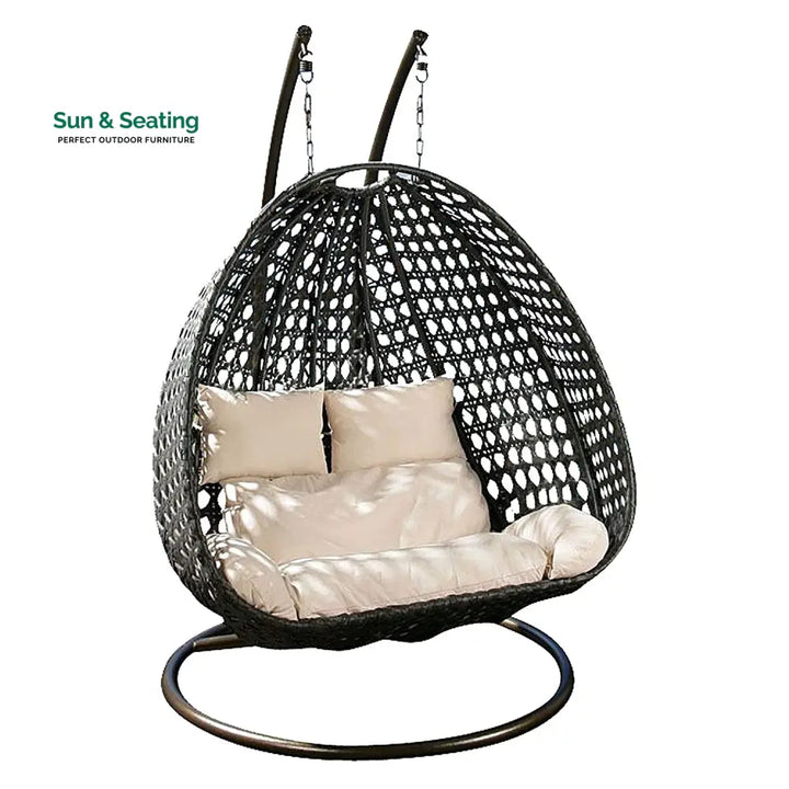 Allesi double Seater Hanging Swing With Stand For Balcony Garden Swing (Black) Swings