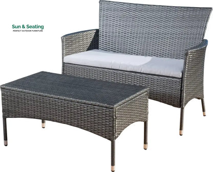 Allesi Outdoor 2 seater Sofa and 1 Center Table (Dark Grey + White) Sofa Sets