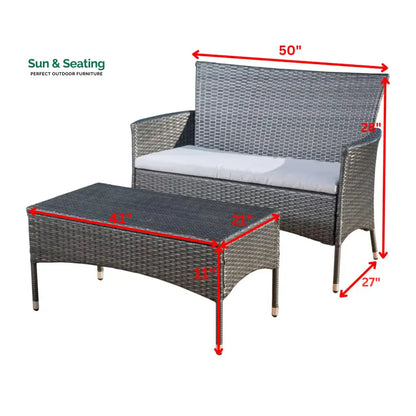 Allesi Outdoor 2 seater Sofa and 1 Center Table (Dark Grey + White) Sofa Sets