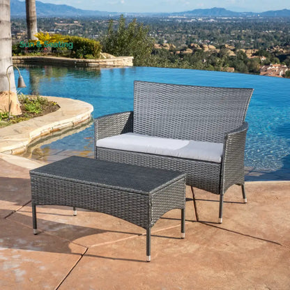 Allesi Outdoor 2 seater Sofa and 1 Center Table (Dark Grey + White) Sofa Sets