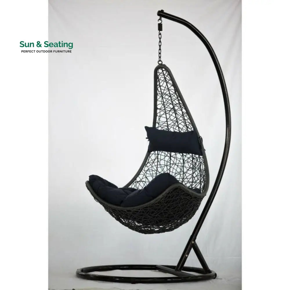 Allesi Single Seater Hanging Swing With Stand For Balcony Garden Swing (Dark Brown) Black Swings