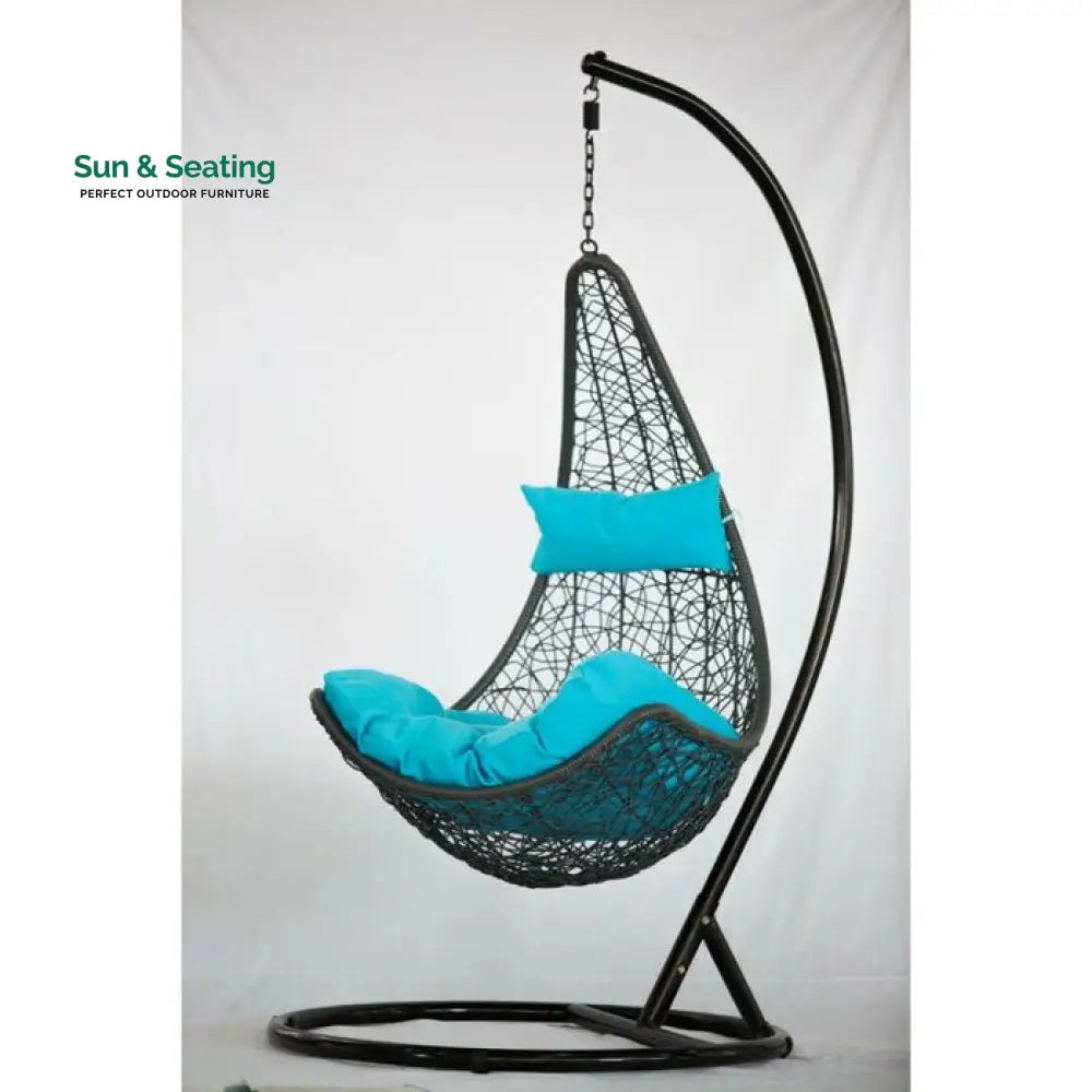 Allesi Single Seater Hanging Swing With Stand For Balcony Garden Swing (Dark Brown) Blue Swings