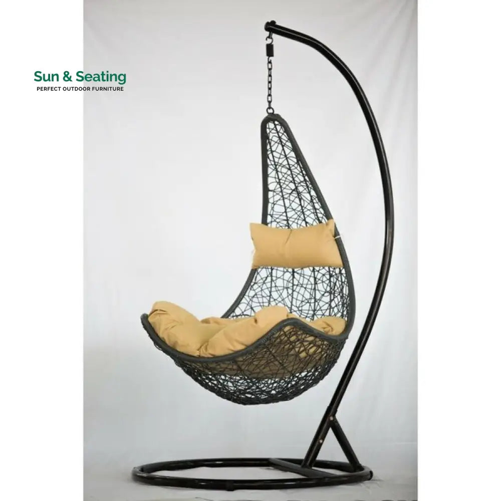 Allesi Single Seater Hanging Swing With Stand For Balcony Garden Swing (Dark Brown) Cream Swings
