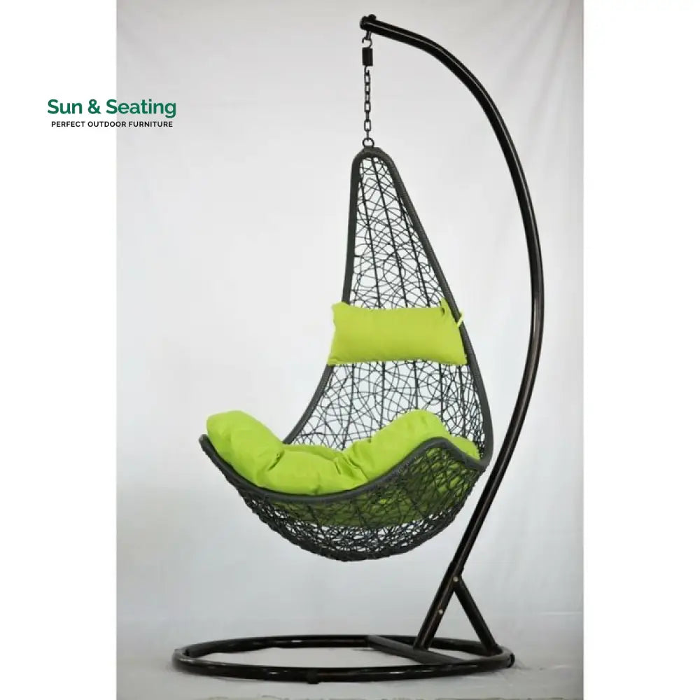 Allesi Single Seater Hanging Swing With Stand For Balcony Garden Swing (Dark Brown) Green Swings